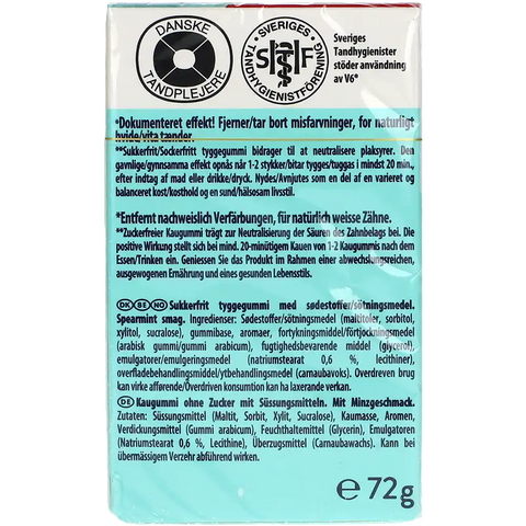 V6 Dental White Spearmint, 72G