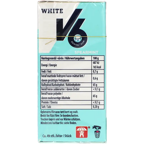 V6 Dental White Spearmint, 72G