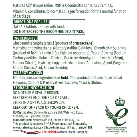 Natures Aid Glucosamine MSM & Chondroitin