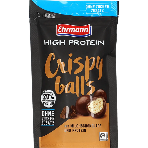 Ehrmann High Protein Crispy Balls ohne Zuckerzusatz mit Milchschokolade