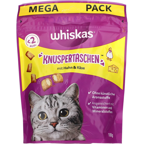 Whiskas Knuspertaschen mit Huhn + Käse, 180G