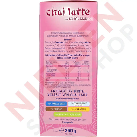 Krüger Chai Latte Kokos Mandel 250G Slik & Dagligvarer