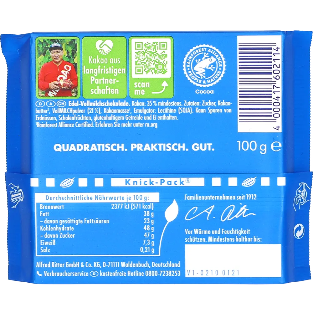 Ritter Sport BV Edel-Vollmilch 35%