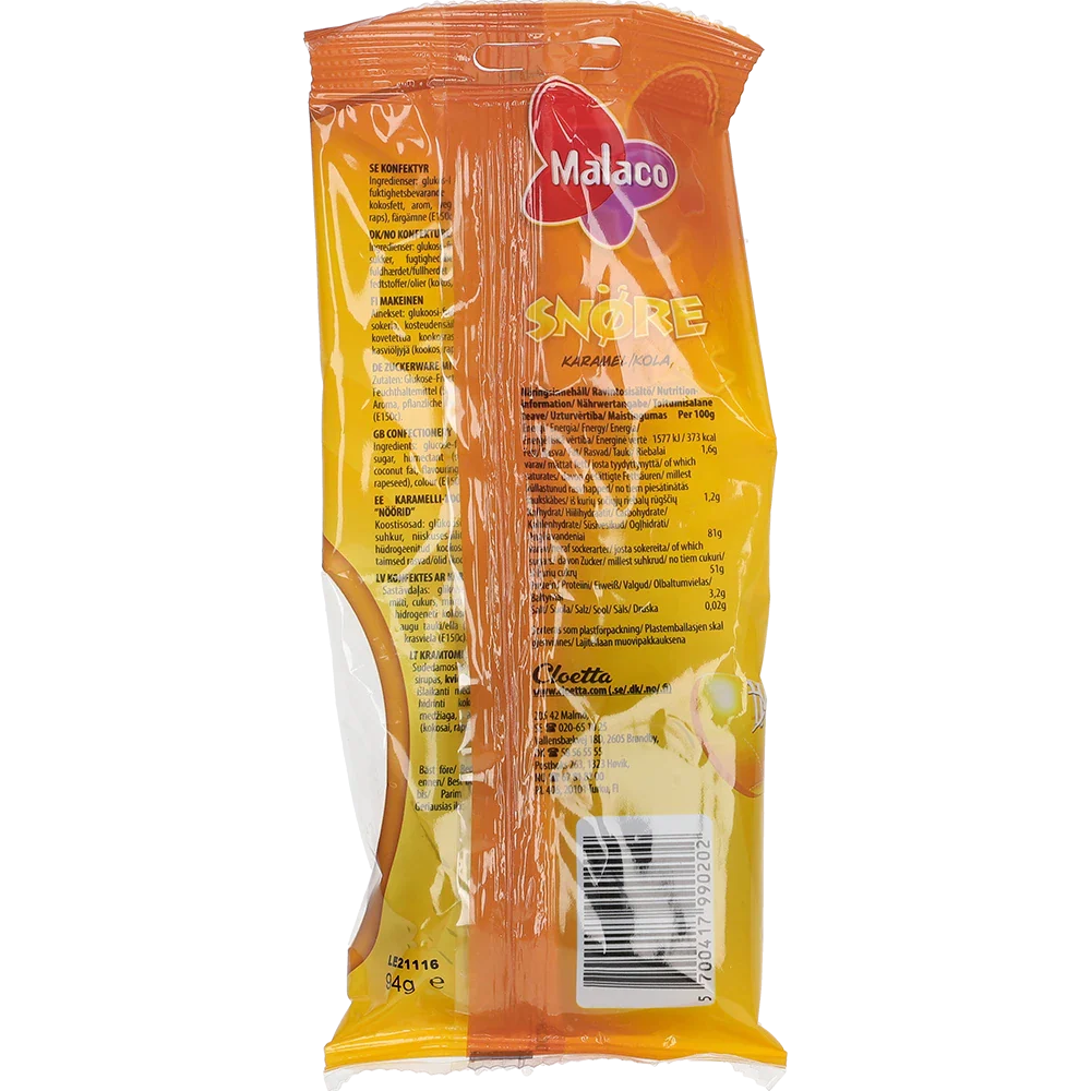 Malaco Snøre Karamel