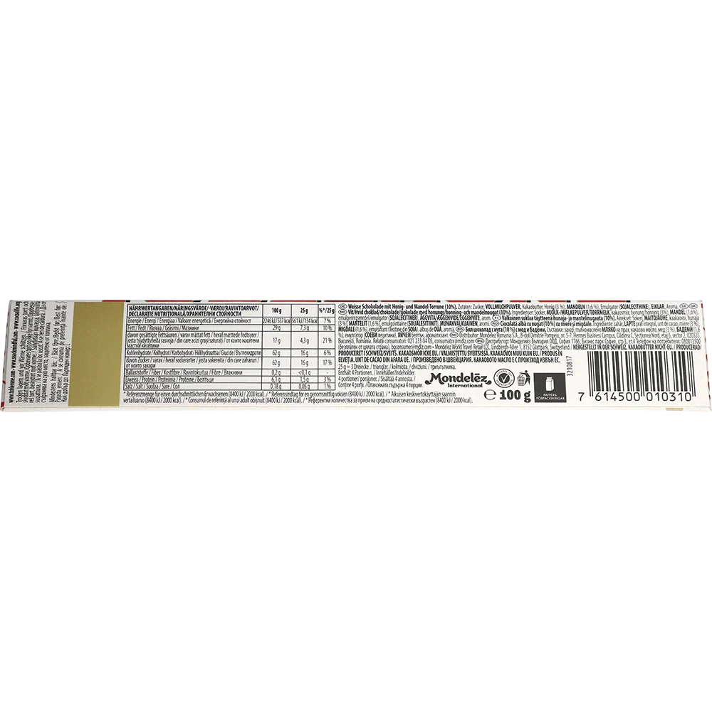Toblerone Hvid, 100G