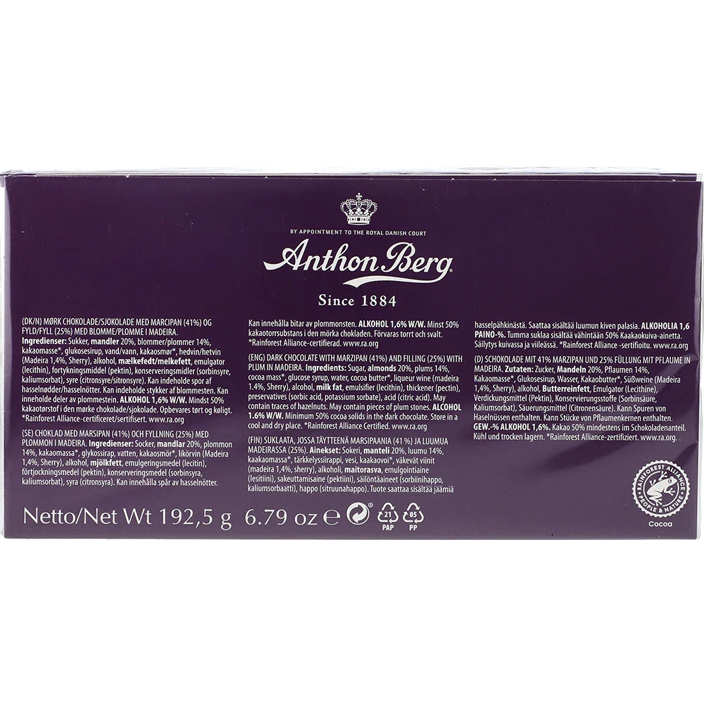 Anthon Berg treats Blomme i madeira