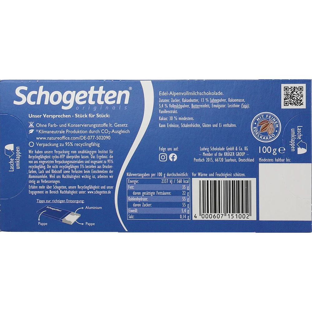 Schogetten Alpenmælkechokolade