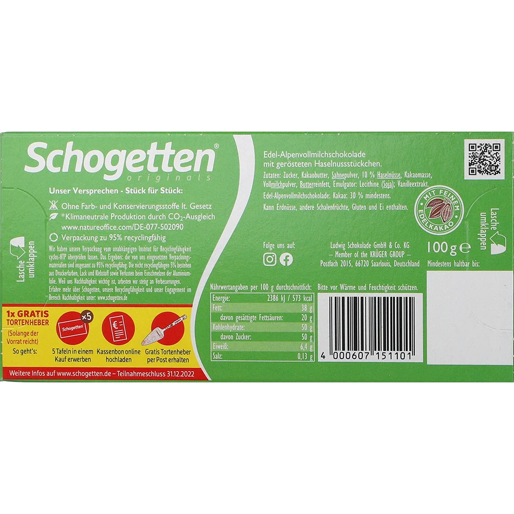 Schogetten Alpenmælkechokolade-HasselNød