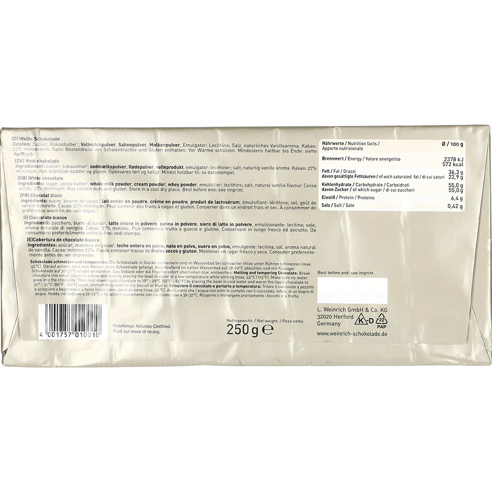 Weinrich's Premium Bagebar Hvid Chokolade