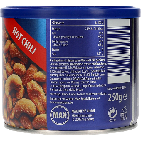 Max Kiene Cashew Peanut Mix Hot Chili