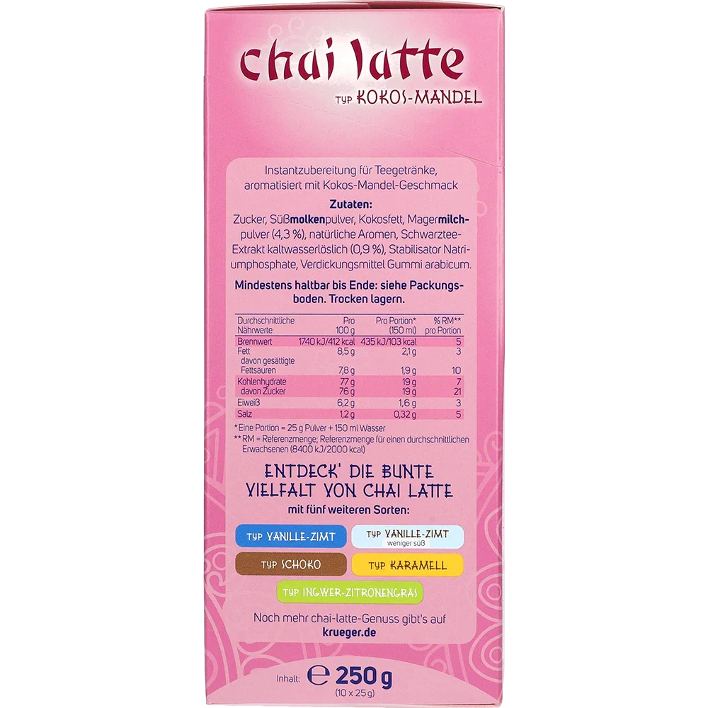 Krüger Chai Latte Coconut Almond, 250G