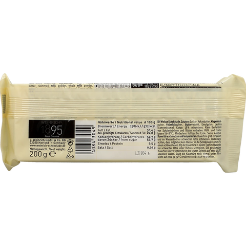 Weinrich Kuvertüre Weisse Schokolade