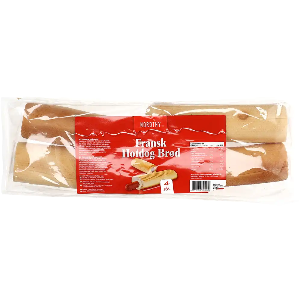 Nordthy Franske Hotdogbrød 4 stk., 240G