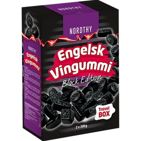 Nordthy Travel Box Black Engelsk Vingummi Slik & Dagligvarer