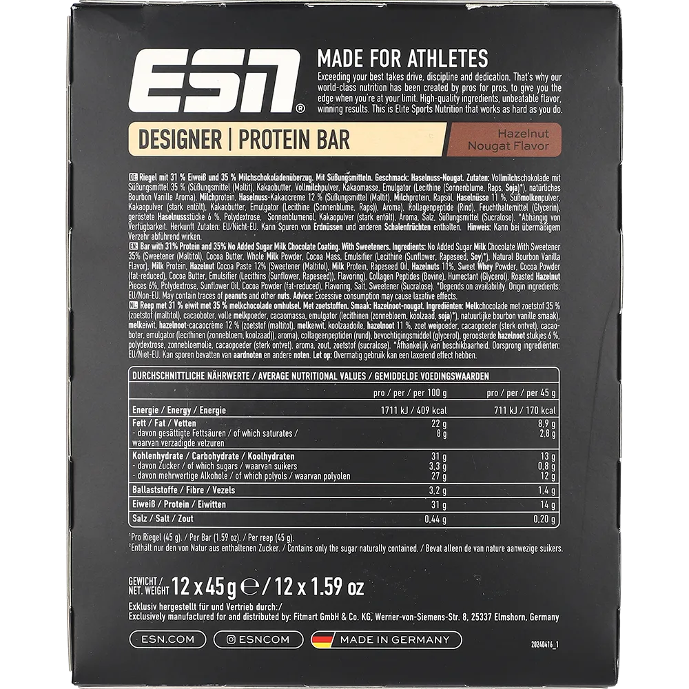 ESN Protein Designer Bar Hasselnød Nougat