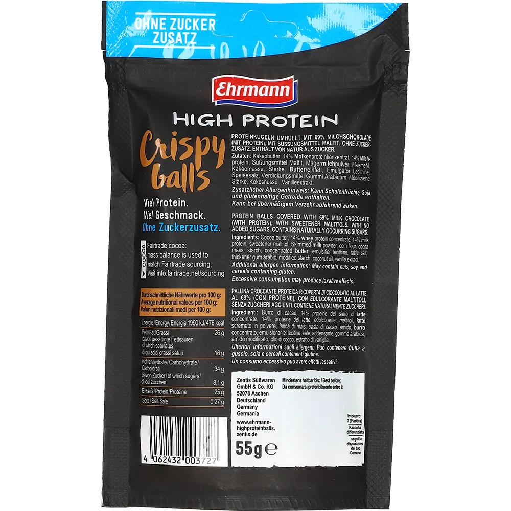Ehrmann High Protein Crispy Balls Milchschokolade