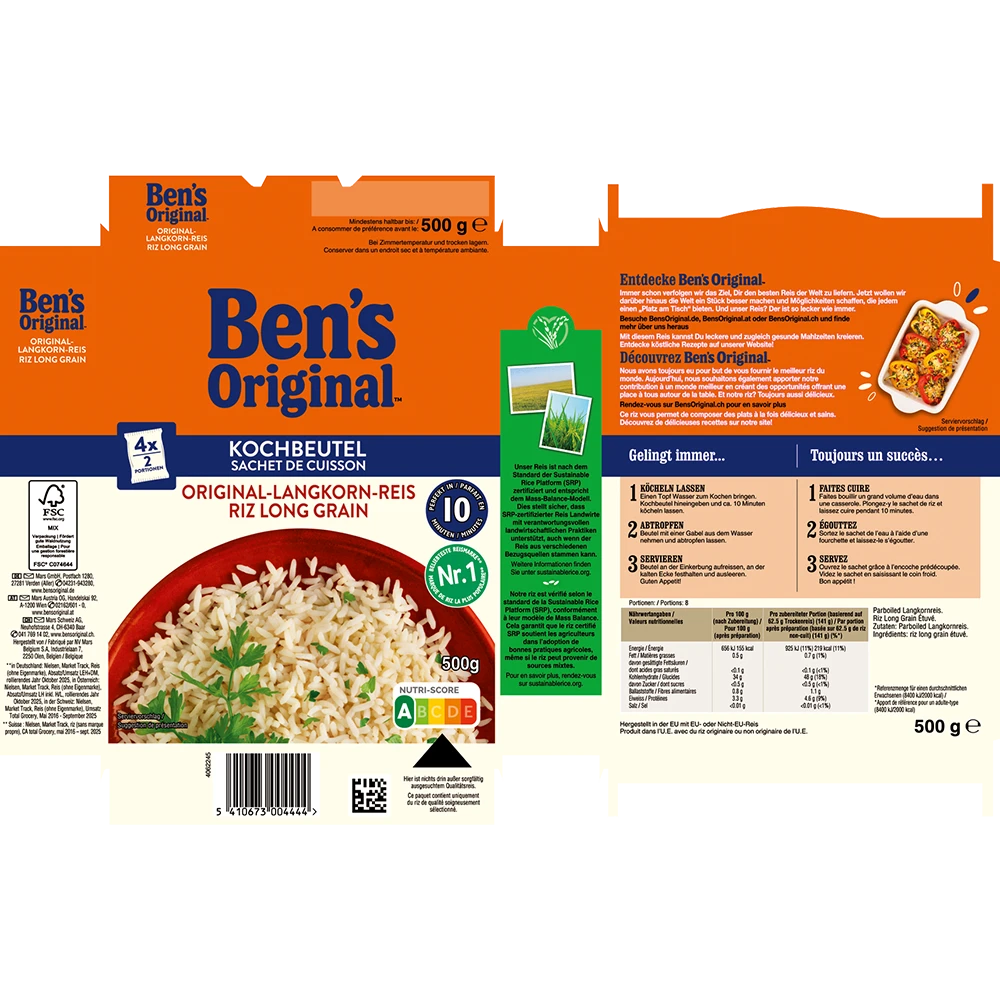 Ben's Original Langkorn-Reis 10 Min im Kochbeutel