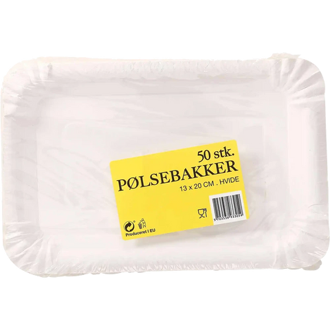 Pølsebakker 50stk 13x20cm hvide