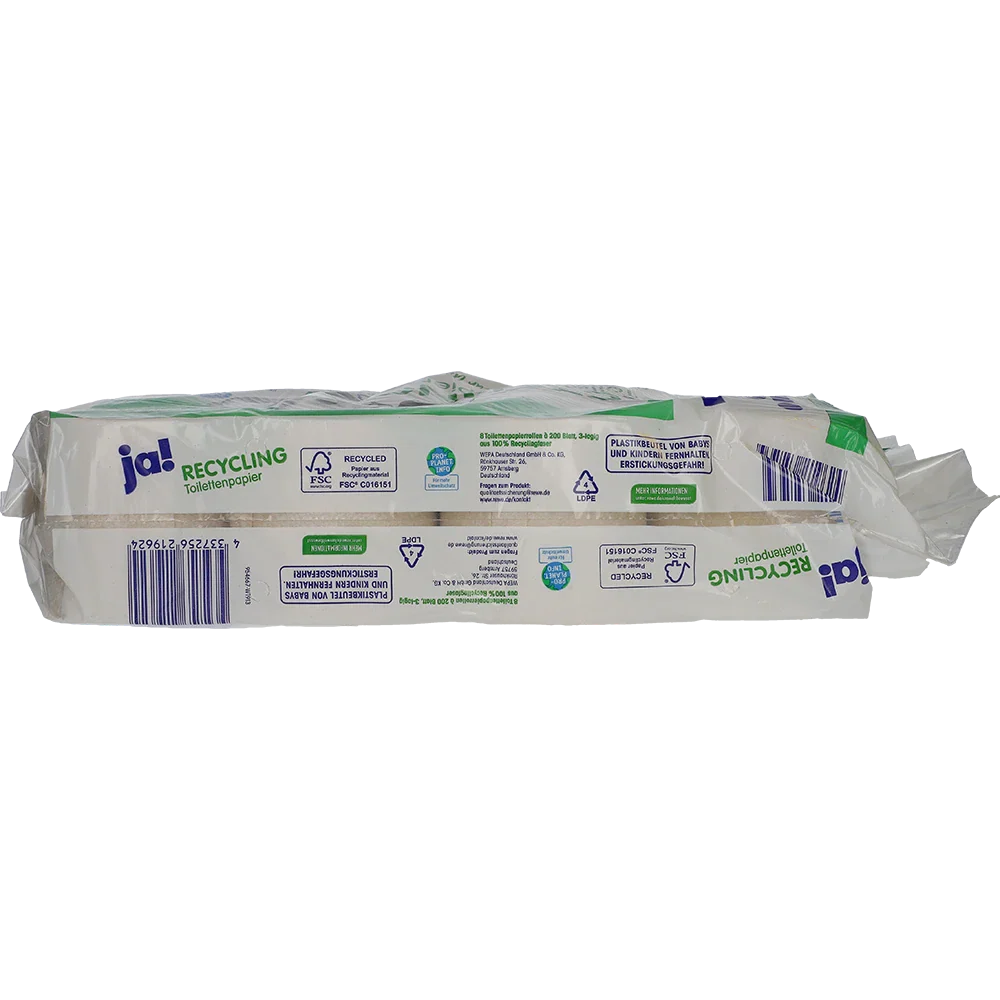 ja! Recycling Toilettenpapier 3lg. 200Blatt x 8