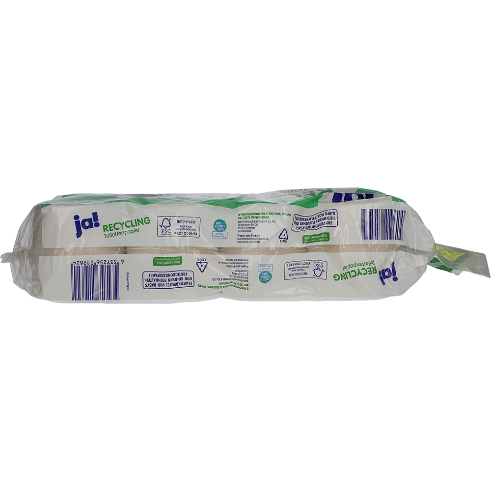 ja! Recycling Toilettenpapier 3lg. 200Blatt x 8