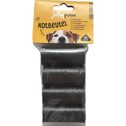 Jollypaw Hundekotbeutel Schwarz 4X 20 Stk. Dyrefoder