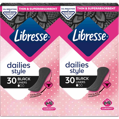 Libresse Trusseindlæg/Slipeinlagen Black Liners