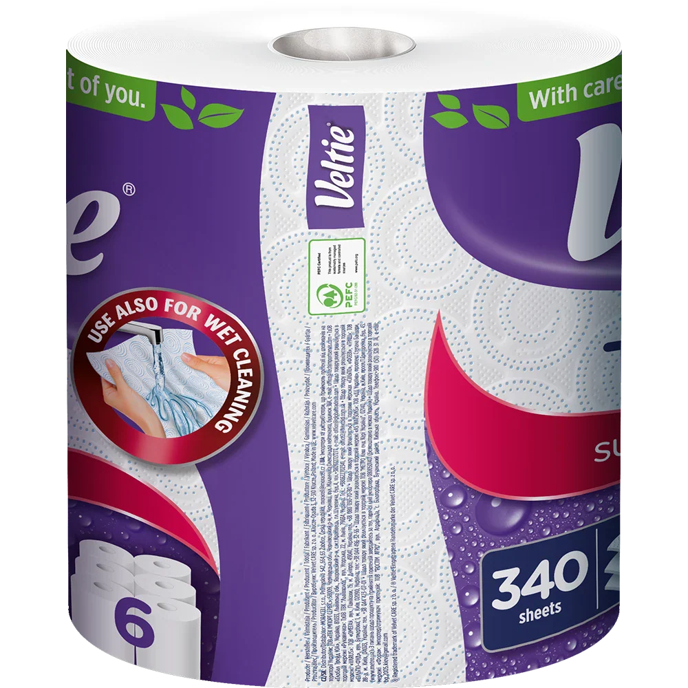 Veltie Køkkenrulle Turbo 1x340ark 3-lag