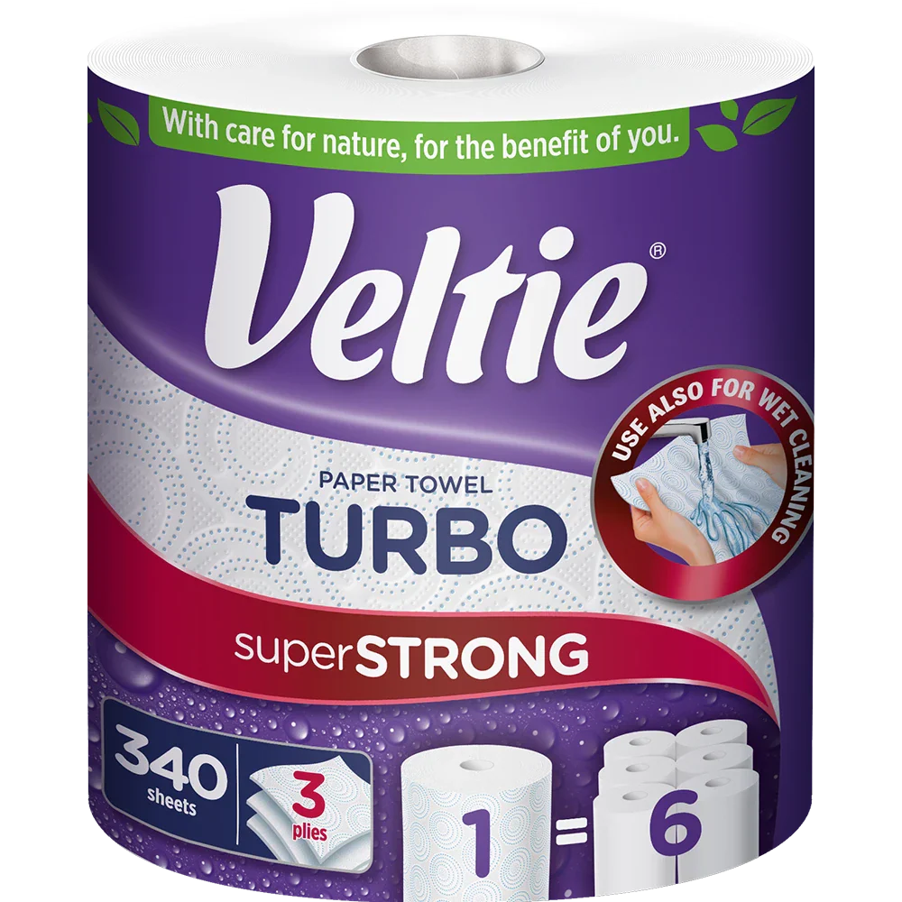 Veltie Køkkenrulle Turbo 1x340ark 3-lag