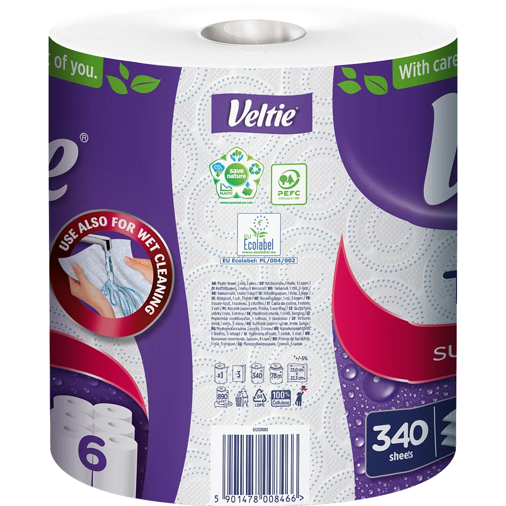 Veltie Køkkenrulle Turbo 1x340ark 3-lag