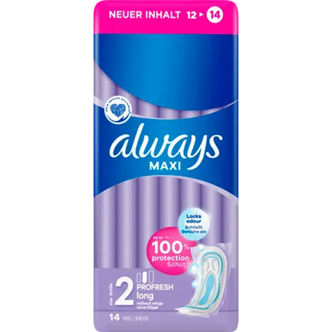 Always Maxi Binden Long m. Flügel 14er, Gr. 2
