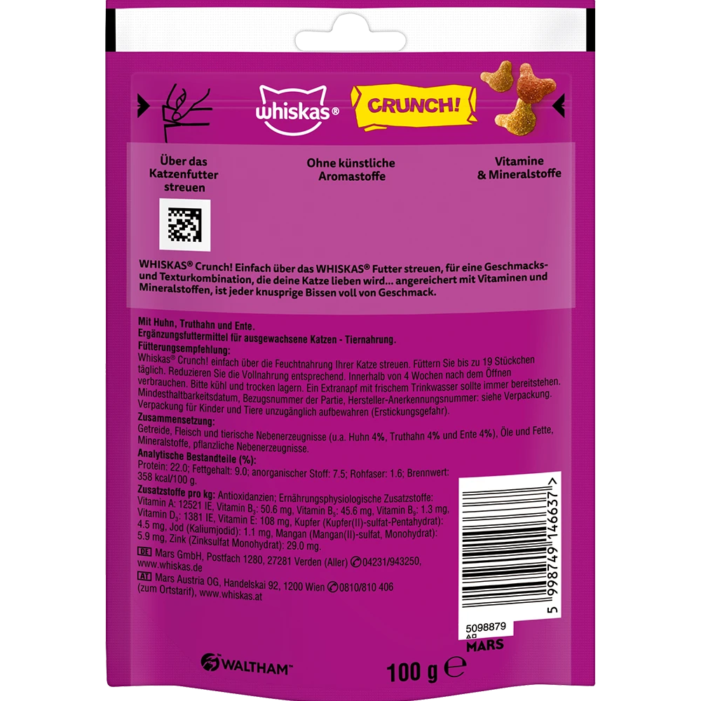 Whiskas Crunch Huhn, Truthahn & Ente