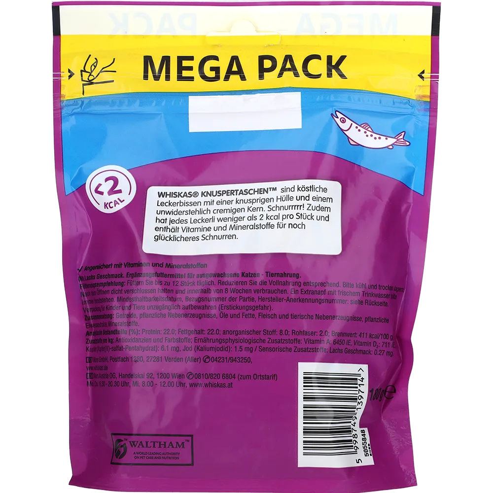Whiskas Knapriga Bitfickor med Lax, 180G