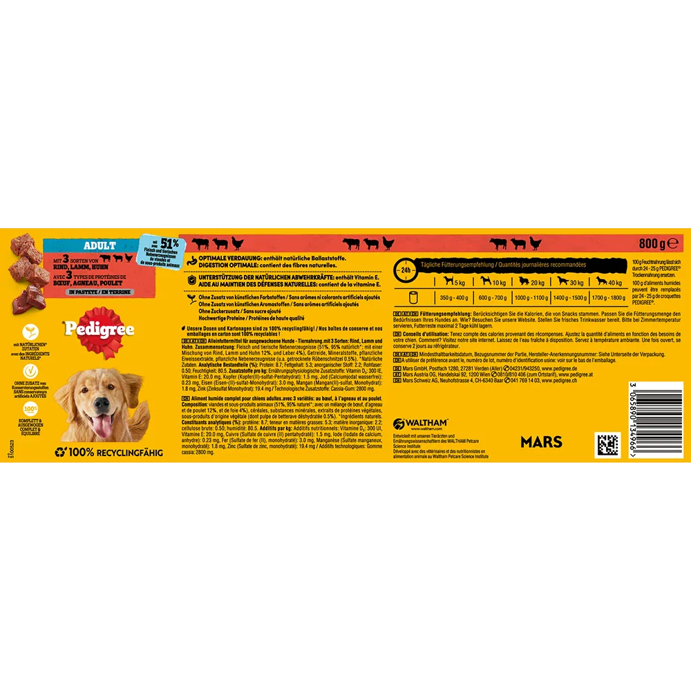 Pedigree Rind, Lamm, Huhn