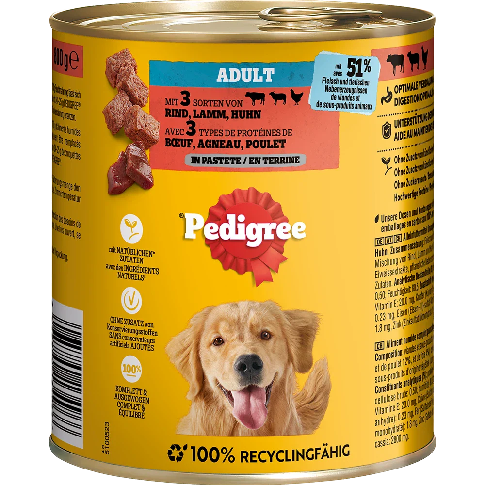 Pedigree Rind, Lamm, Huhn