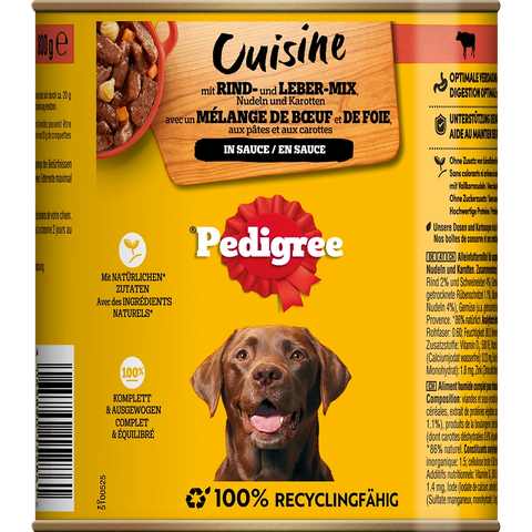 Pedigree Rind, Nudeln in Sauce