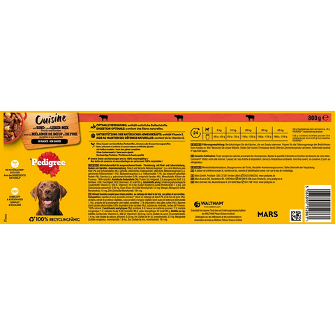 Pedigree Rind, Nudeln in Sauce