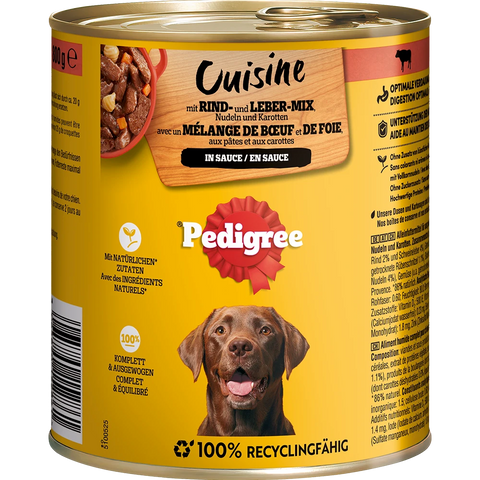 Pedigree Rind, Nudeln in Sauce