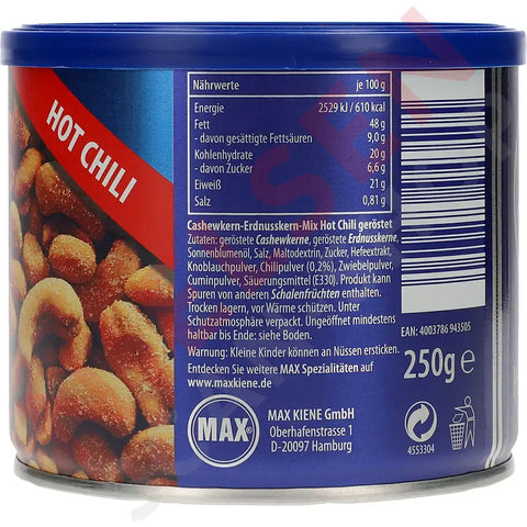 Max Kiene Cashew Peanut Mix Hot Chili Slik & Dagligvarer